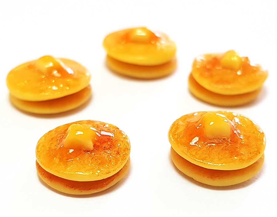 5 Dollhouse Miniature Pancakes on Ceramic Plates Doll Mini Food Breakfast Dish 